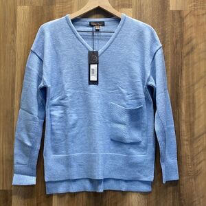 Renuar Light Blue V-Neck Sweater Petite Small Lovely Color And Fit